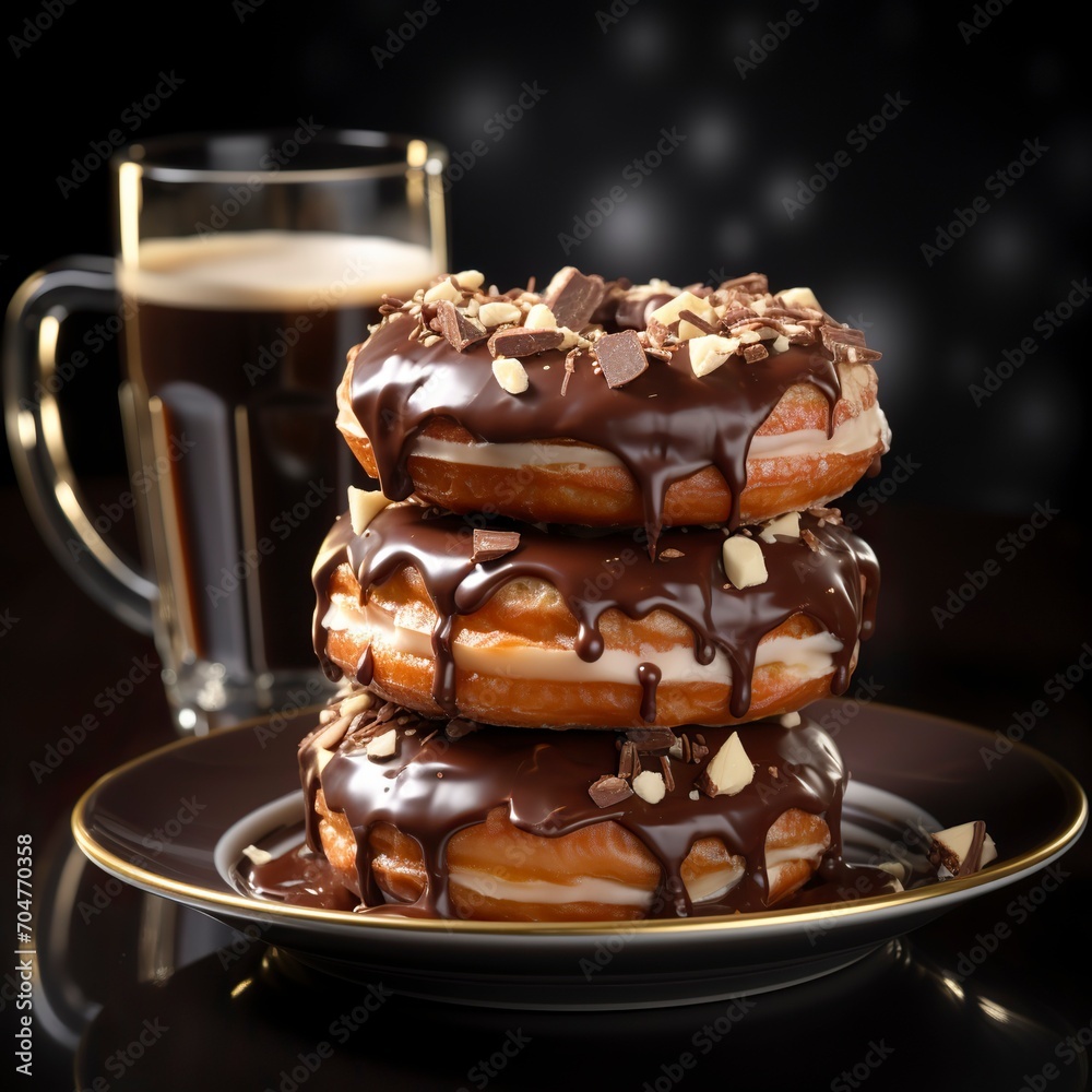 Chocolate donuts with nuts on a dark background stock photograph ,Chocolate day, Valentines Day, Valentines week Chocolate donuts with nuts on a dark background stock photograph ,Chocolate day, Valentines Day, Valentines week