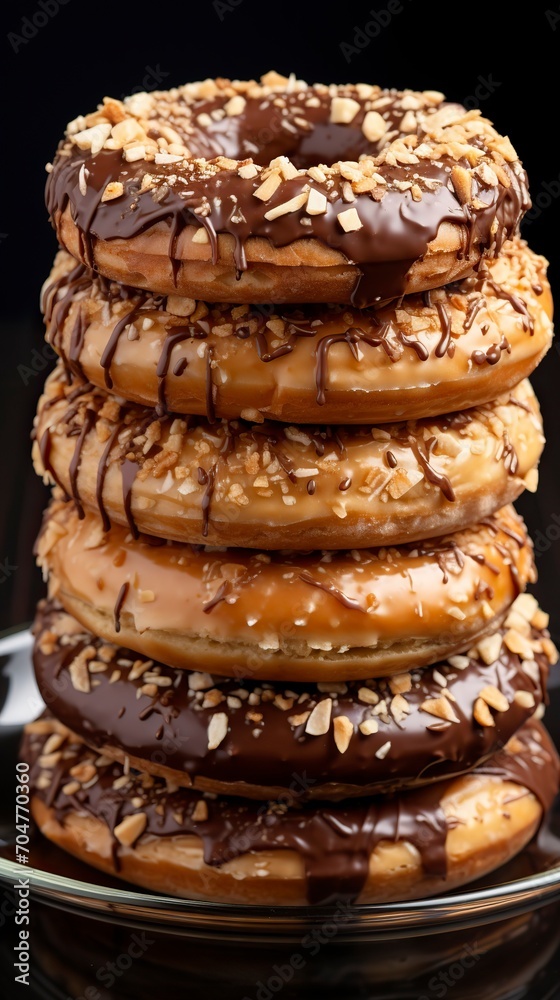 Chocolate donuts with nuts on a dark background stock photograph ,Chocolate day, Valentines Day, Valentines week Chocolate donuts with nuts on a dark background stock photograph ,Chocolate day, Valentines Day, Valentines week