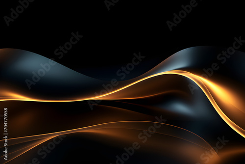 Opulent Gold Waves: Abstract Minimal 3D Rendered Background with Glowing Radiance - Futuristic Luxurious Wallpaper.