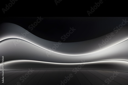 Elegant Gold Waves: Abstract Minimal 3D Rendered Background with Luminous Glowing Line - Futuristic White Wallpaper.
