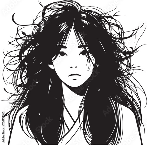 Cute Girl with disheveled hair Vector