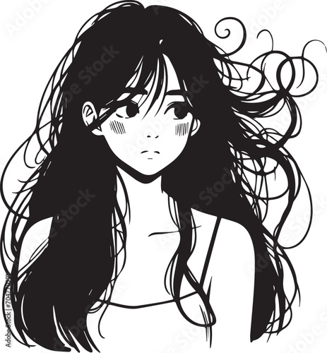 Cute Girl with disheveled hair Vector