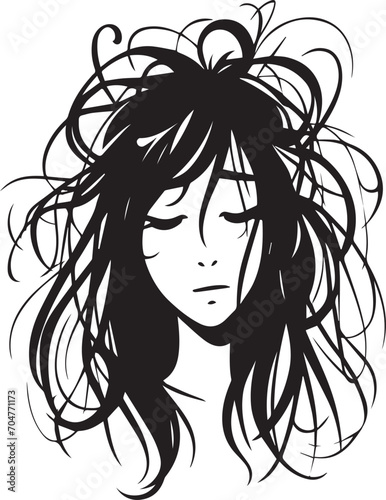 Cute Girl with disheveled hair Vector