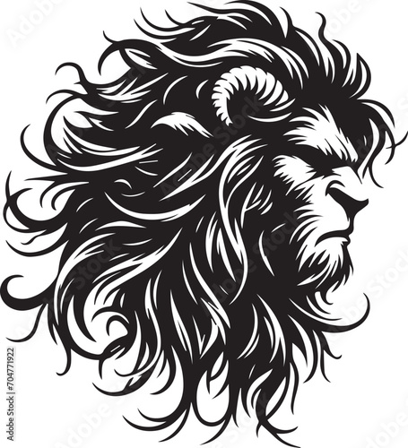 Lion With Long Messy Hair Vector 
