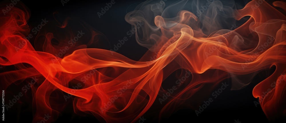 Abstract red-orange smoke on a black background. Generative ai
