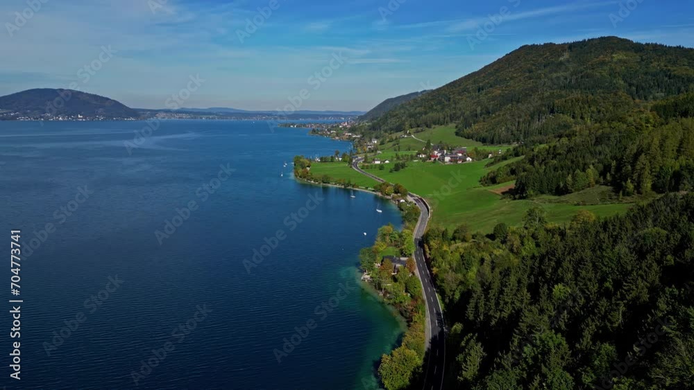 Aerial View Of Attersee Lake In Summer In Salzkammergut, Upper Austria. Aerial View Of Attersee Lake In Summer In Salzkammergut, Upper Austria.