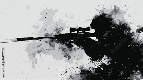 sniper black and white abstract art