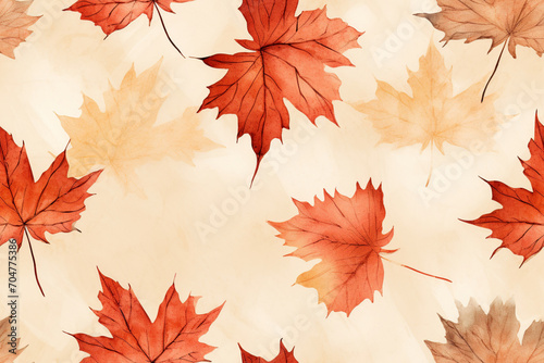 Autumn Maple Leaves Seamless Pattern on Vintage Background -Background design