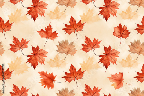 Autumn Maple Leaves Seamless Pattern on Vintage Background -Background design
