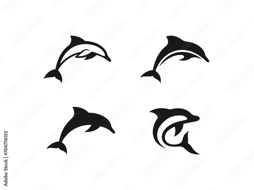 Fototapeta set dolphin logo vector icon illustration, logo template