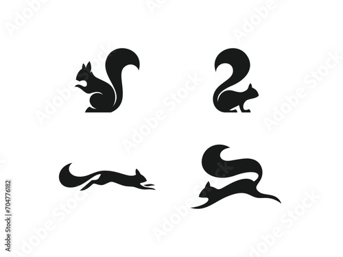 set of squirrel logo vector icon illustration, logo template