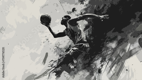 basketball player black and white abstract art © sam