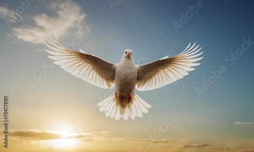 beautiful peace white dove flying to get freedom and victory Generative AI