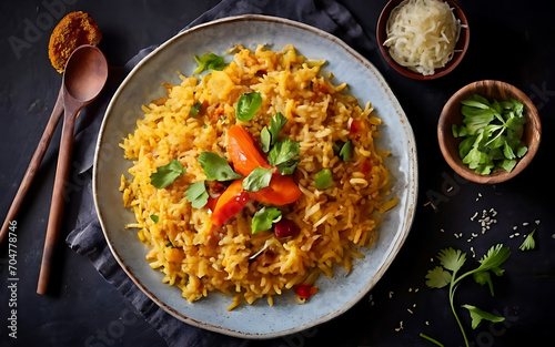 Capture the essence of Pulao in a mouthwatering food photography shot photo