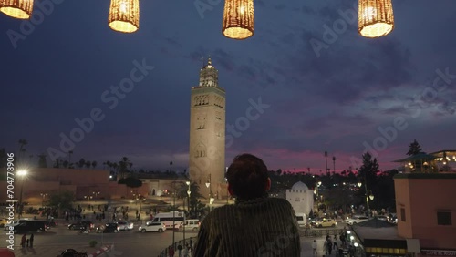 Medina Marrakesh, Morocco Old Town Cityscape and Minaret de la Koutoubia during Sunset