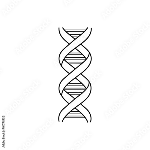 Abstract DNA molecule outline icon isolated on white. Line vector illustration
