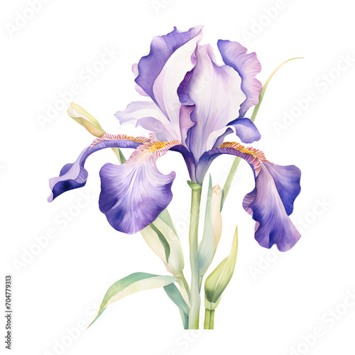 Iris Flower watercolor painting illustration suitable for wedding, greeting card, fabric, textile, wallpaper, ceramic, brand, web design, stationery, cosmetic, social media, scrapbook.
