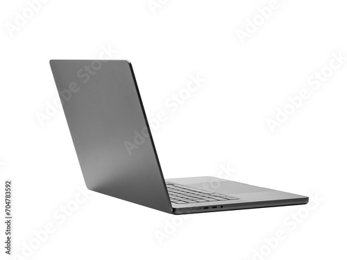 Back view Of the latest laptop Designed to be slim modren , isolated on transparent background with clipping path