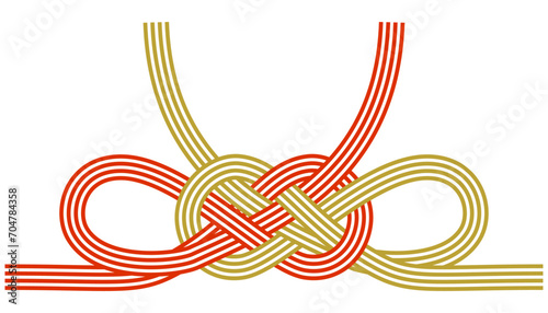 金と赤の蝶結び水引のベクターイラスト
