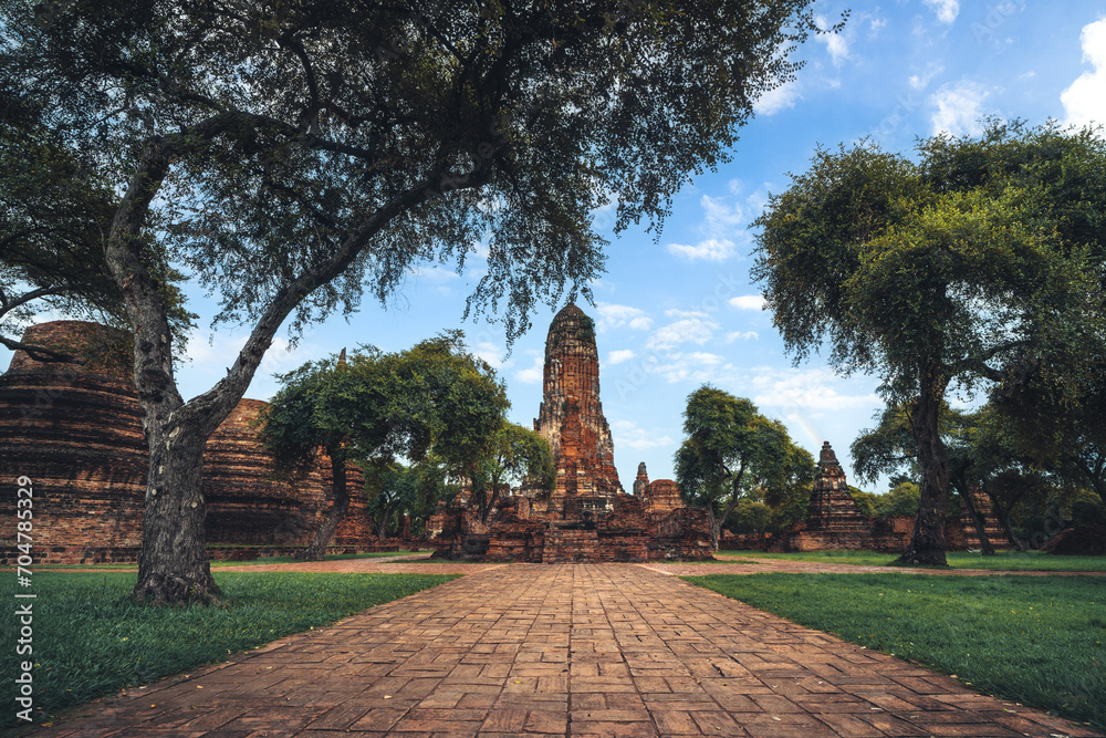 Wat Phra Ram landmark famous temple in Ayutthaya while sunset, Ayutthaya Historical Park.