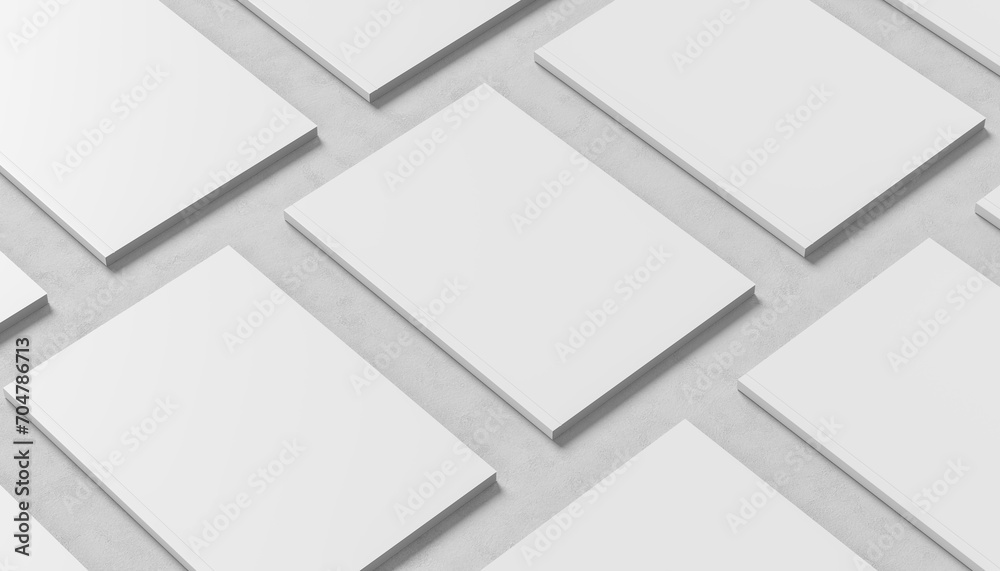 Fototapeta premium Book, Magazine, Catalogue mock up. Realistic book mock up isolated on white background. 3D illustration