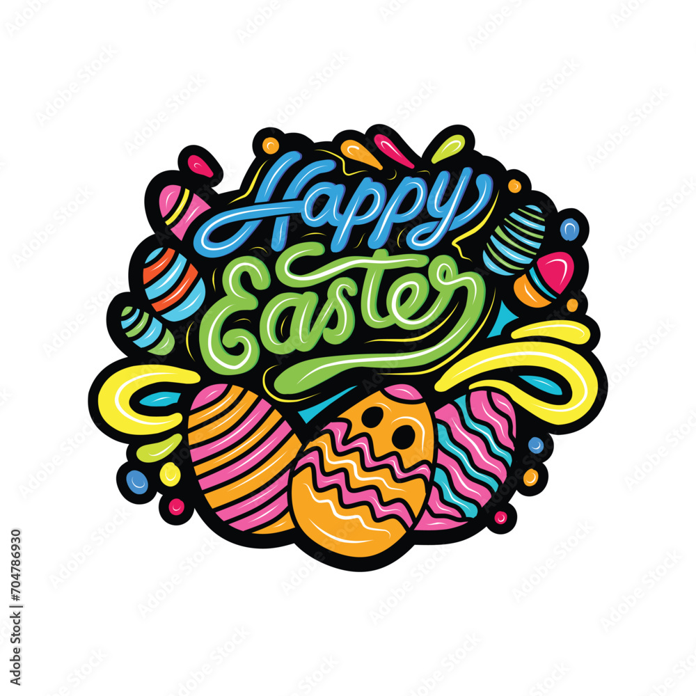 happy easter day with hand drawn design happy easter day with hand drawn design