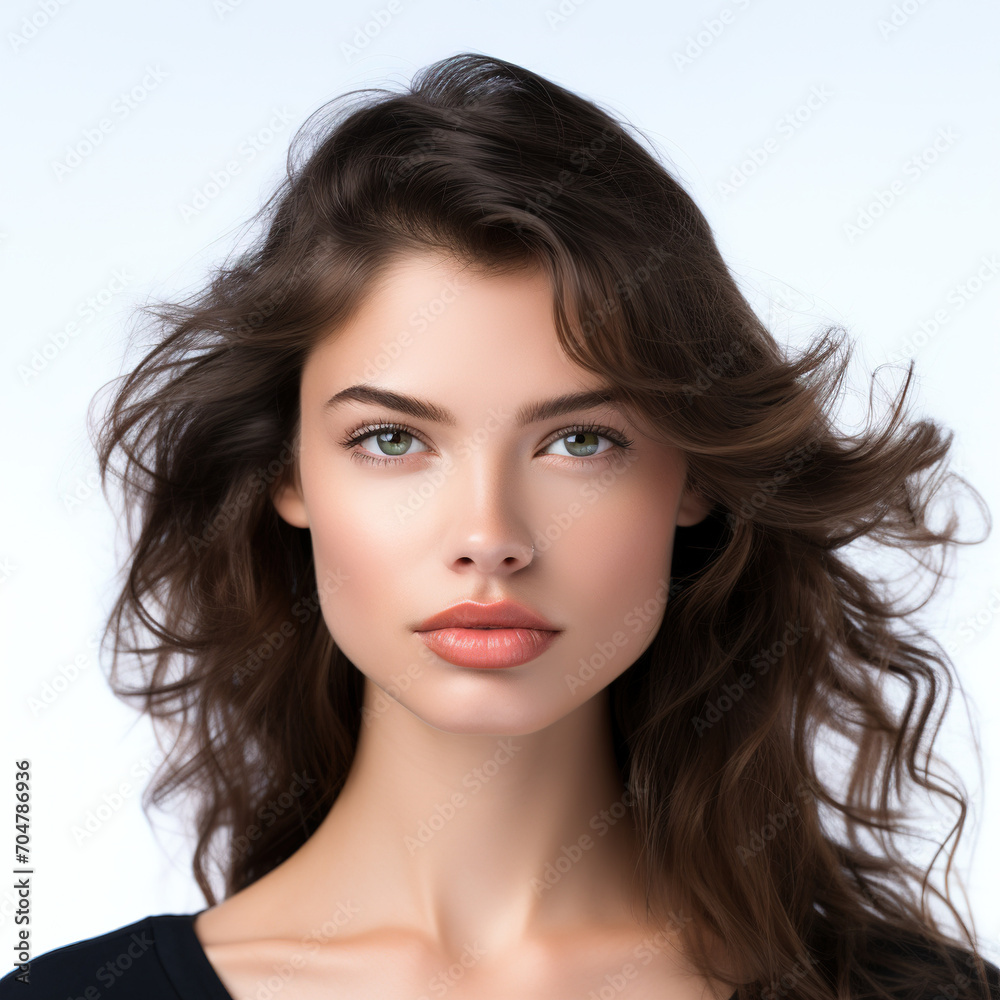 Beauty portrait of woman model on white background Beauty portrait of woman model on white background
