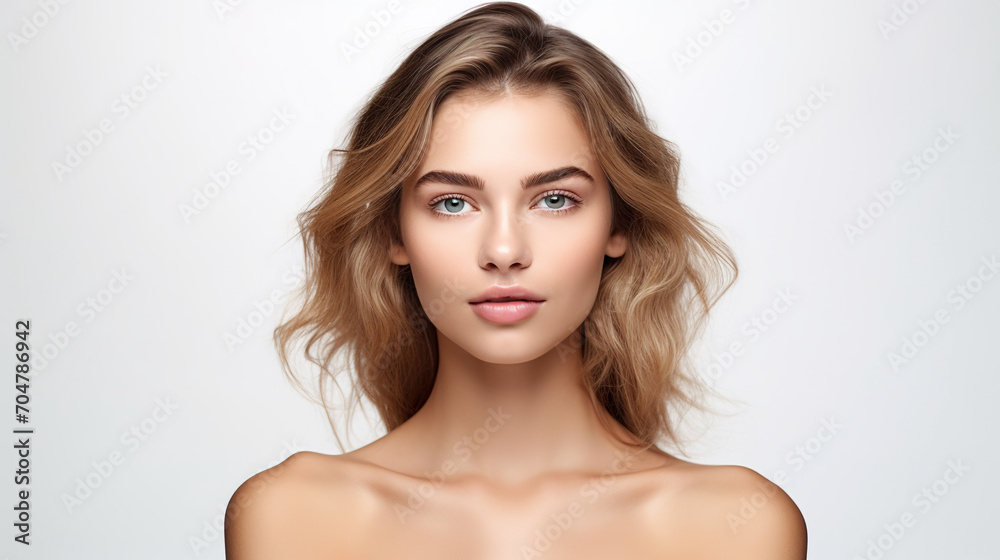 Beauty portrait of woman model on white background Beauty portrait of woman model on white background