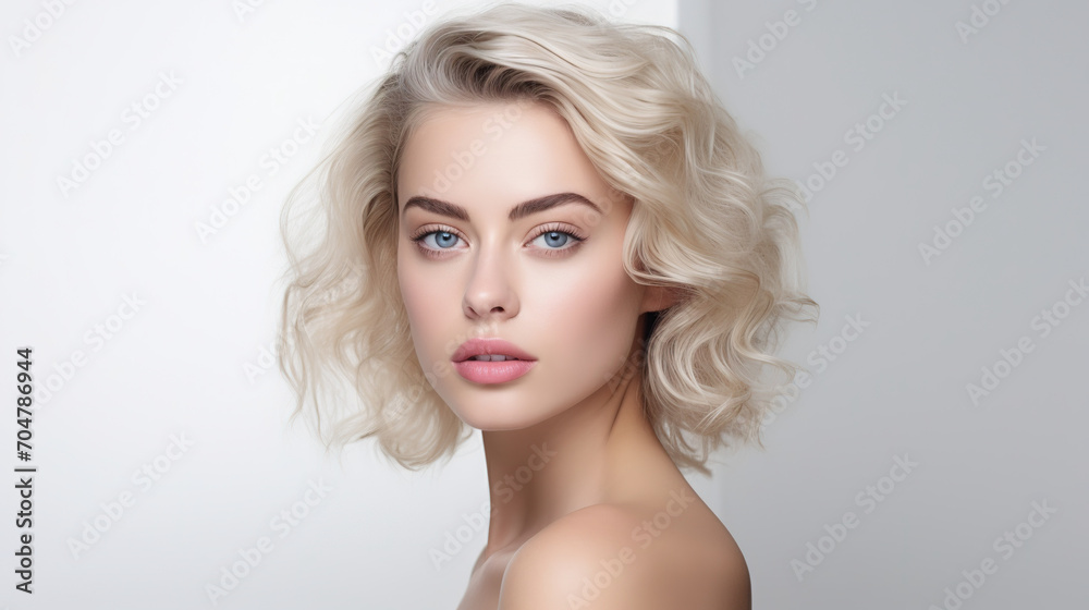 Beauty portrait of woman model on white background Beauty portrait of woman model on white background