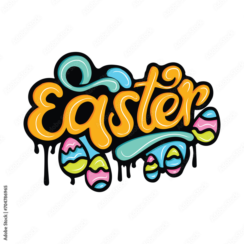 happy easter day with hand drawn design happy easter day with hand drawn design