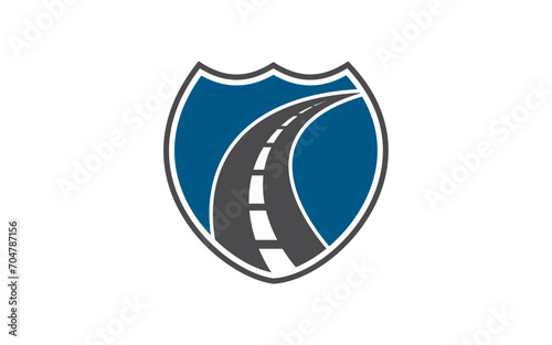 Road shield safe transport logo design