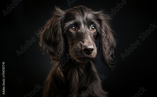 small Afghan hound puppy in a dark room