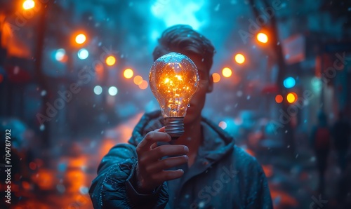 person holding a burning bulb