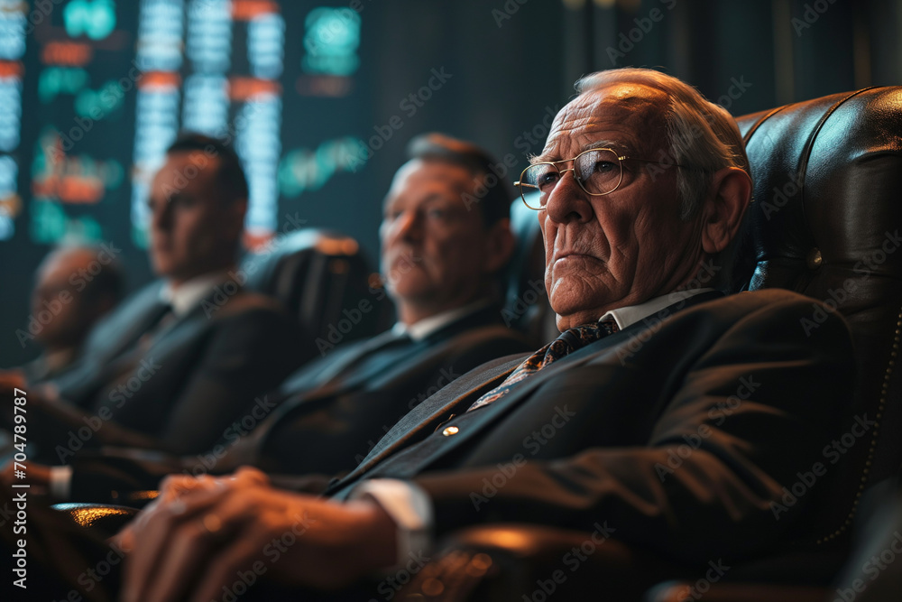 Obraz premium A group of older intimidating successfull businessmen Generative AI