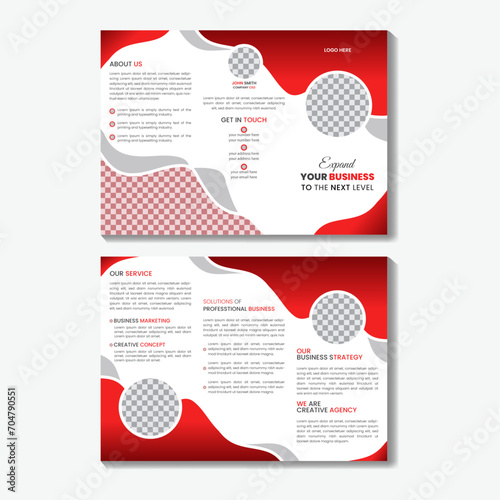 Corporate, business, advertising, marketing, agency, and internet businesses can all benefit from this sophisticated and corporate geometric tri-fold brochure design template. It features lovely color