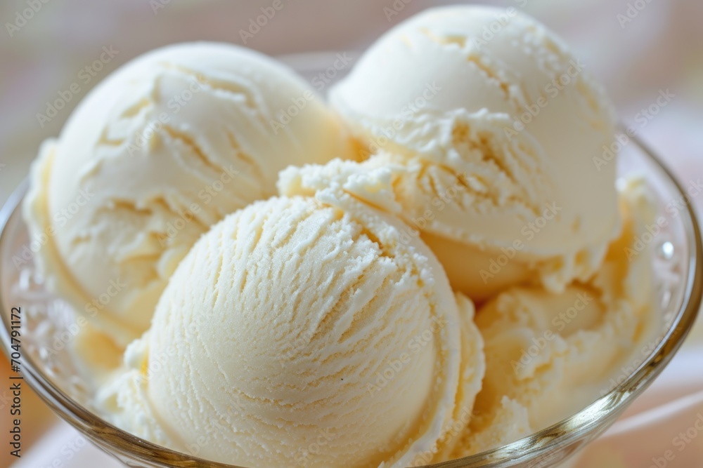 Three scoops of organic vanilla ice cream Three scoops of organic vanilla ice cream
