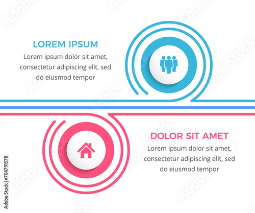 Infographic template with 2 options with place for your icons and text, vector eps10 illustration