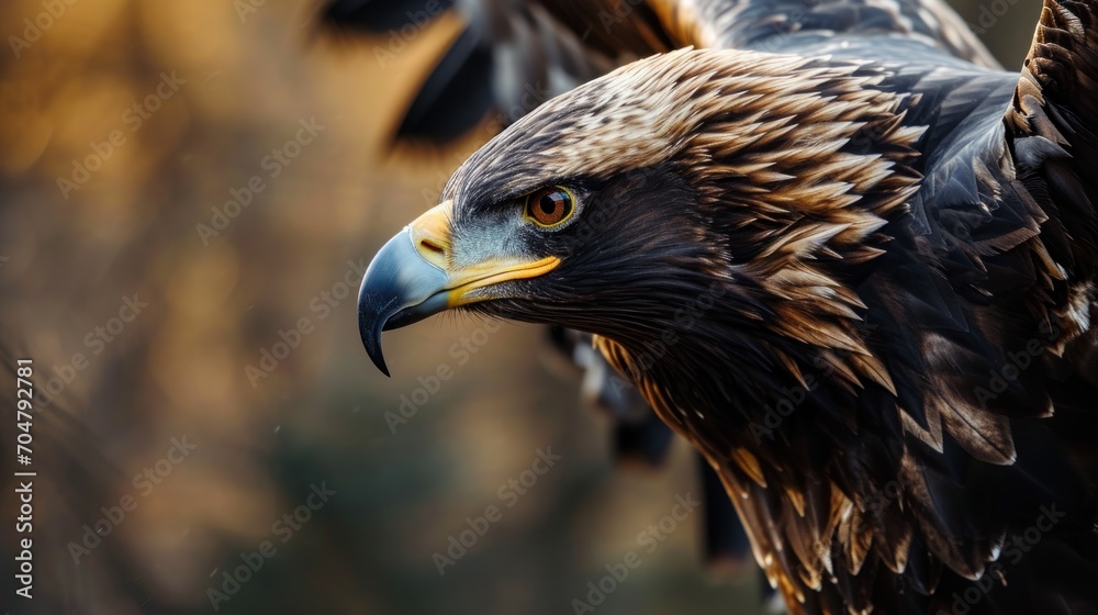 Fototapeta premium a close up of a bird of prey with it's wings spread out and it's eyes wide open.
