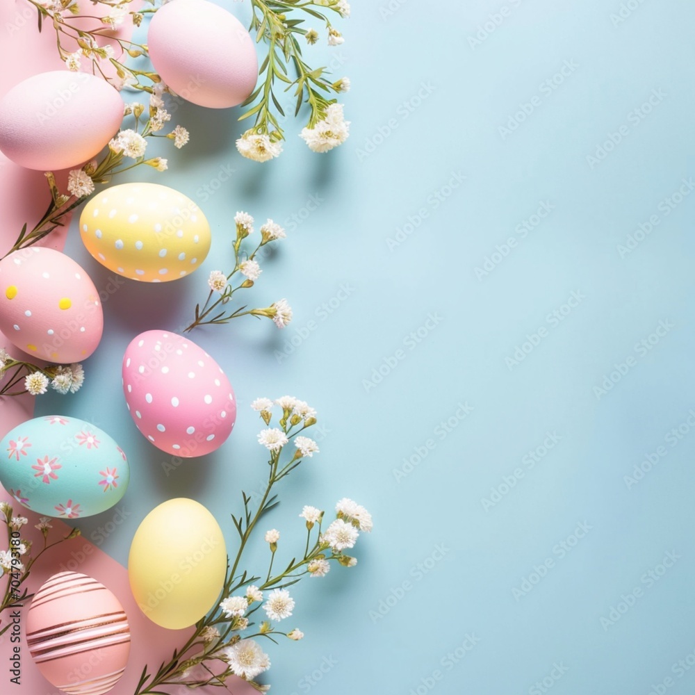 easter eggs pastel background 