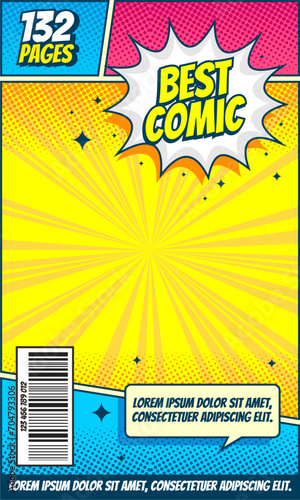 Comic book cover. Vector illustration style cartoon.