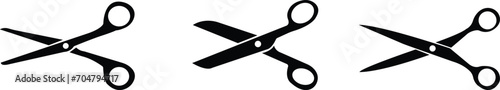 Set of scissor vector Flat Icon Design, cutting sign . black vector, Scissors collection for cutting flat icons, isolated on transparent background, used for mobile, app, logo design or UI.