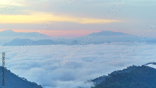 sea of fog at sunrise,nature time lapse ,Unseen travel in Northern Thailand.