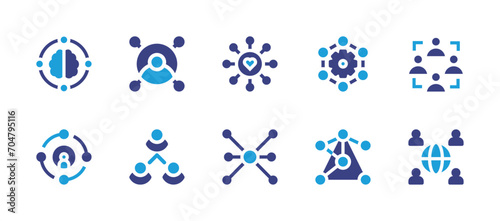 Connect icon set. Duotone color. Vector illustration. Containing network, process, community, ai, connection, flow, social.