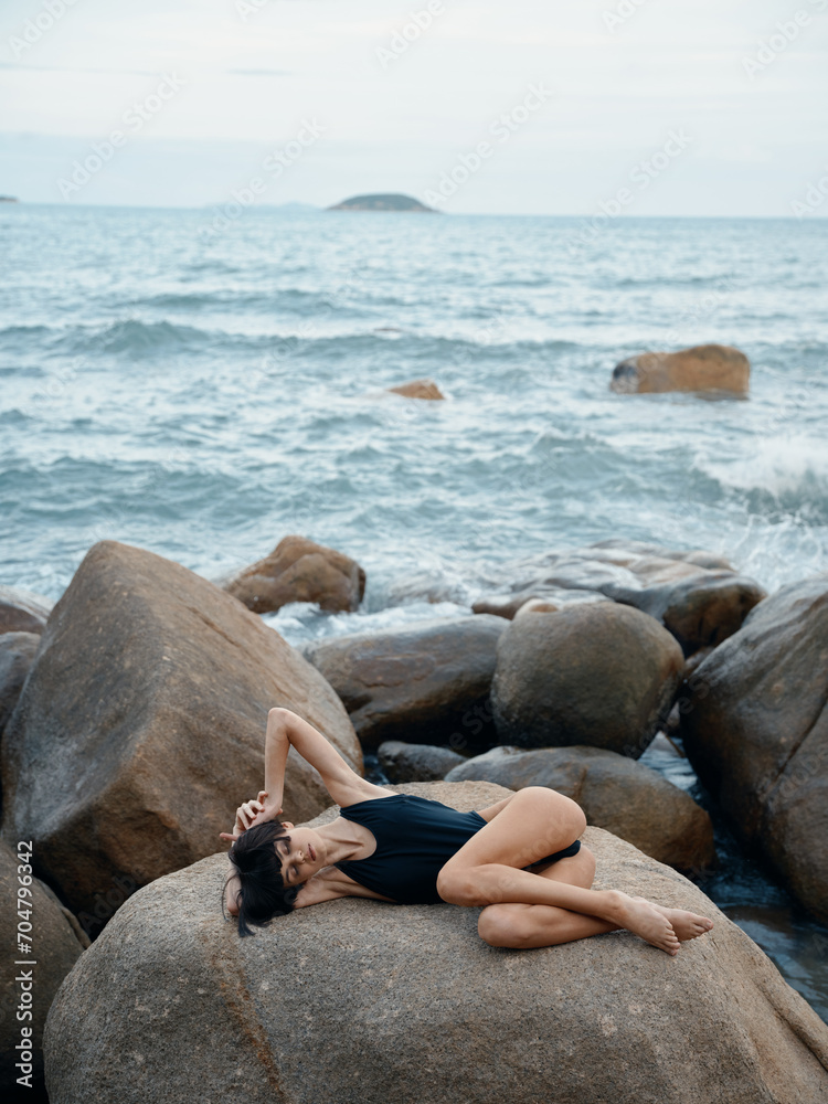 Sun-Kissed Sensuality: The Gorgeous Swimwear Fashion Model Poses in Paradise. Sun-Kissed Sensuality: The Gorgeous Swimwear Fashion Model Poses in Paradise.