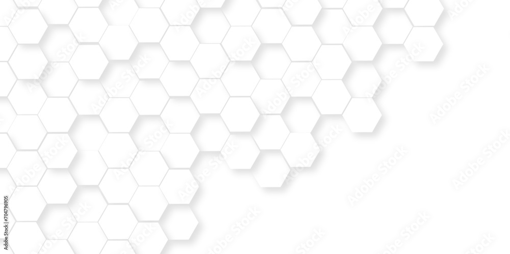 Seamless pattern with hexagonal white and gray technology line paper ...