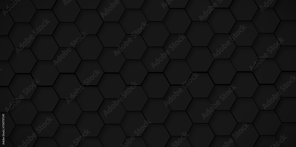 Abstract pattern with hexagonal black and gray technology line paper background. Hexagonal 3d vector grid tile and mosaic structure mess cell. Black and gray hexagon honeycomb geometric copy space. Abstract pattern with hexagonal black and gray technology line paper background. Hexagonal 3d vector grid tile and mosaic structure mess cell. Black and gray hexagon honeycomb geometric copy space.