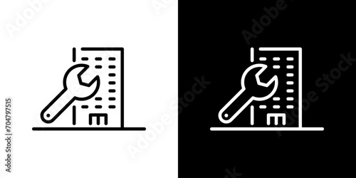 シンプルなビルとスパナのアイコン

