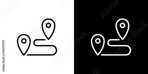 シンプルなピンからピンへの移動アイコン
