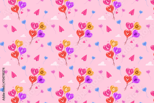 Valentine's day Love Balloons seamless pattern