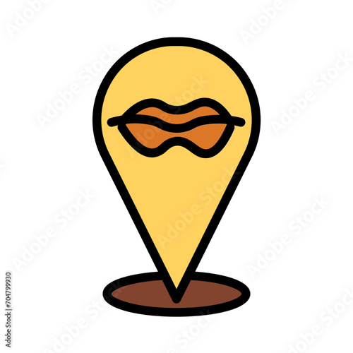 Smile Lips Pin Filled Outline Icon